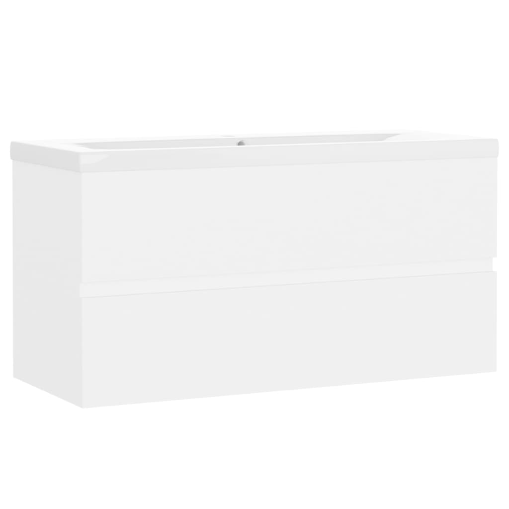 Wastafelkast Met Ingebouwde Wastafel Spaanplaat Wit 90 x 38.5 x 45 cm zonder kraan & afvoer