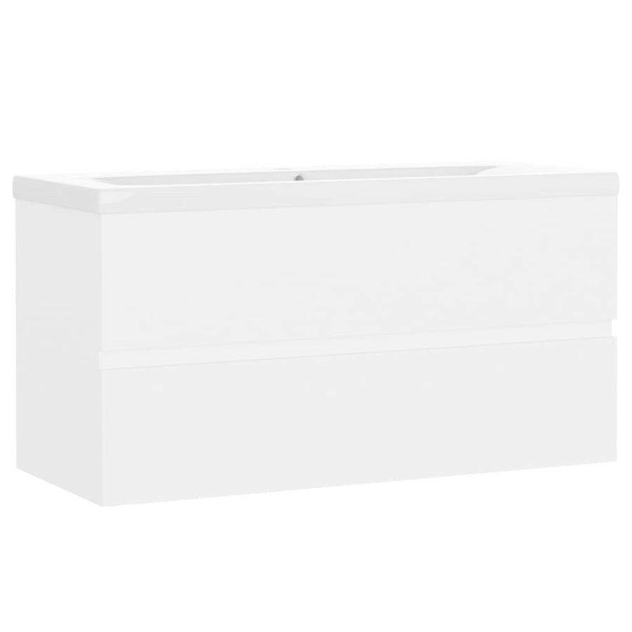 Wastafelkast Met Ingebouwde Wastafel Spaanplaat Wit 90 x 38.5 x 45 cm zonder kraan & afvoer