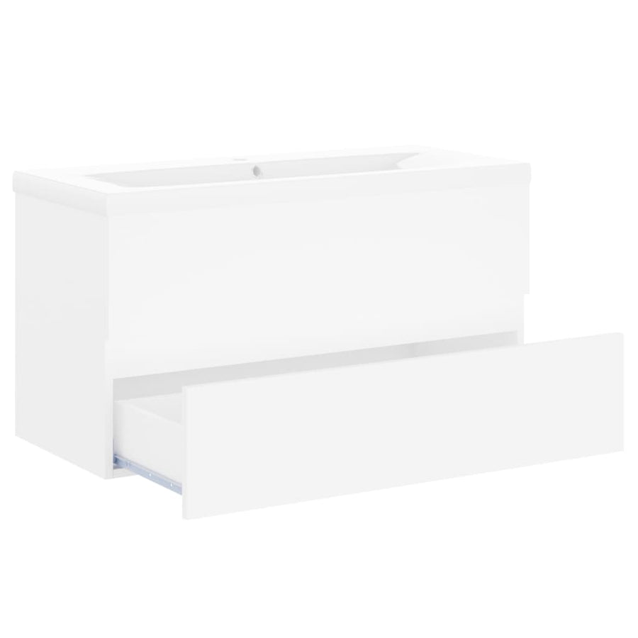 Wastafelkast Met Ingebouwde Wastafel Spaanplaat Wit 90 x 38.5 x 45 cm zonder kraan & afvoer