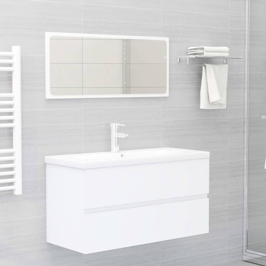 Wastafelkast Met Ingebouwde Wastafel Spaanplaat Wit 90 x 38.5 x 45 cm zonder kraan & afvoer