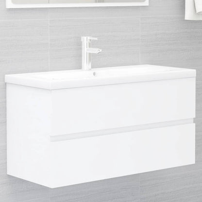 Wastafelkast Met Ingebouwde Wastafel Spaanplaat Wit 90 x 38.5 x 45 cm zonder kraan & afvoer