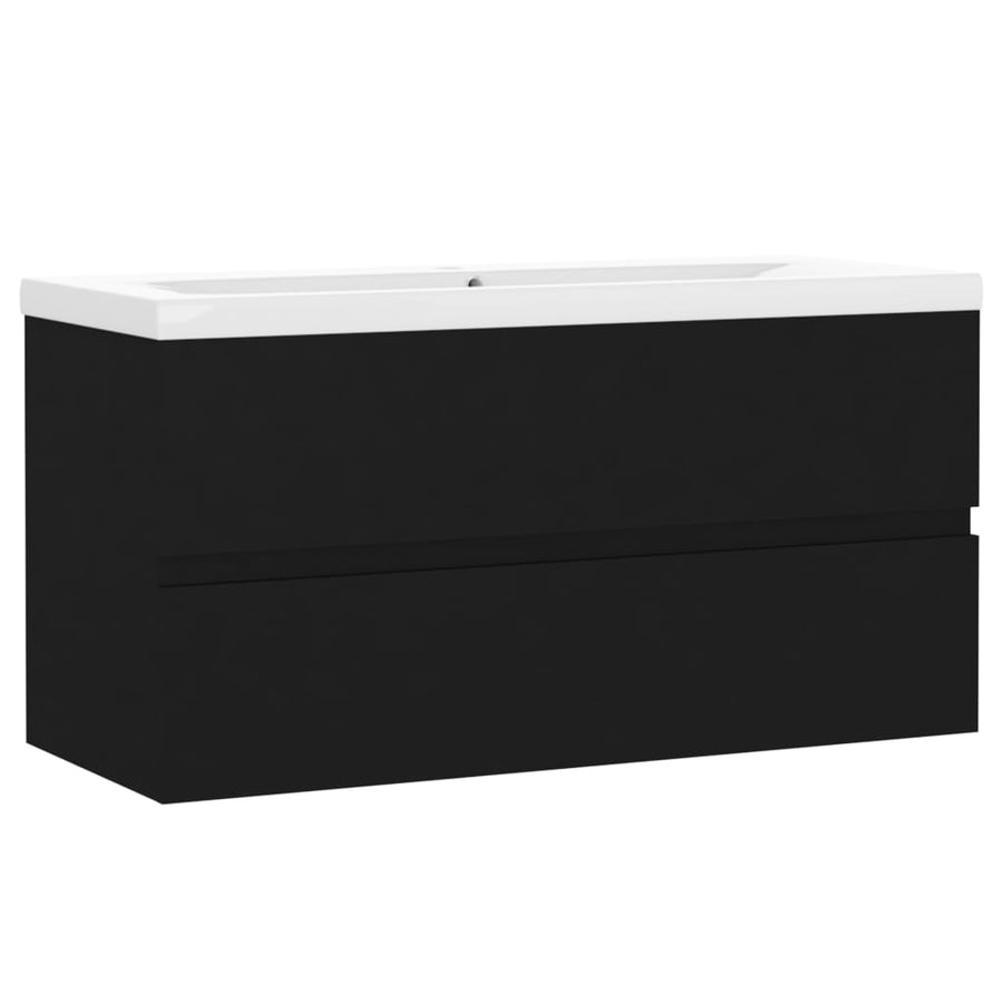 Wastafelkast met ingebouwde wastafel spaanplaat zwart 1 90 x 38.5 x 45 cm Zwart