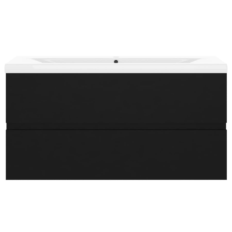Wastafelkast met ingebouwde wastafel spaanplaat zwart 1 90 x 38.5 x 45 cm Zwart