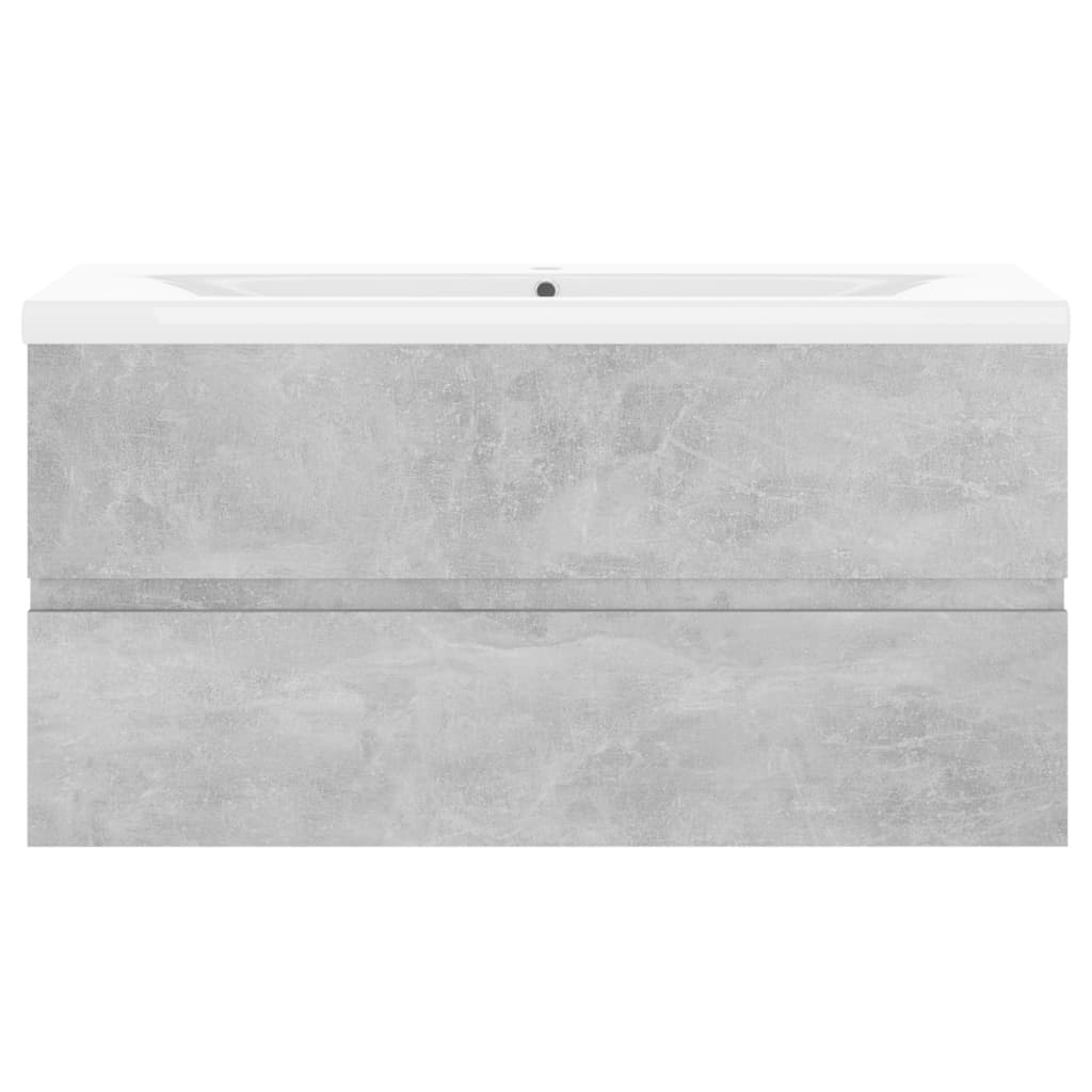 Wastafelkast met ingebouwde wastafel spaanplaat betongrijs 90 x 38.5 x 45 cm zonder kraan & afvoer