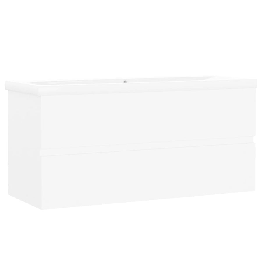Wastafelkast Met Ingebouwde Wastafel Spaanplaat Wit 100 x 38.5 x 45 cm zonder kraan & afvoer