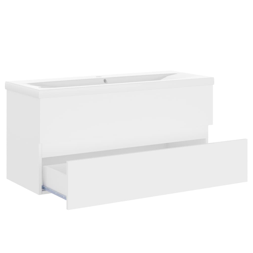 Wastafelkast Met Ingebouwde Wastafel Spaanplaat Wit 100 x 38.5 x 45 cm zonder kraan & afvoer