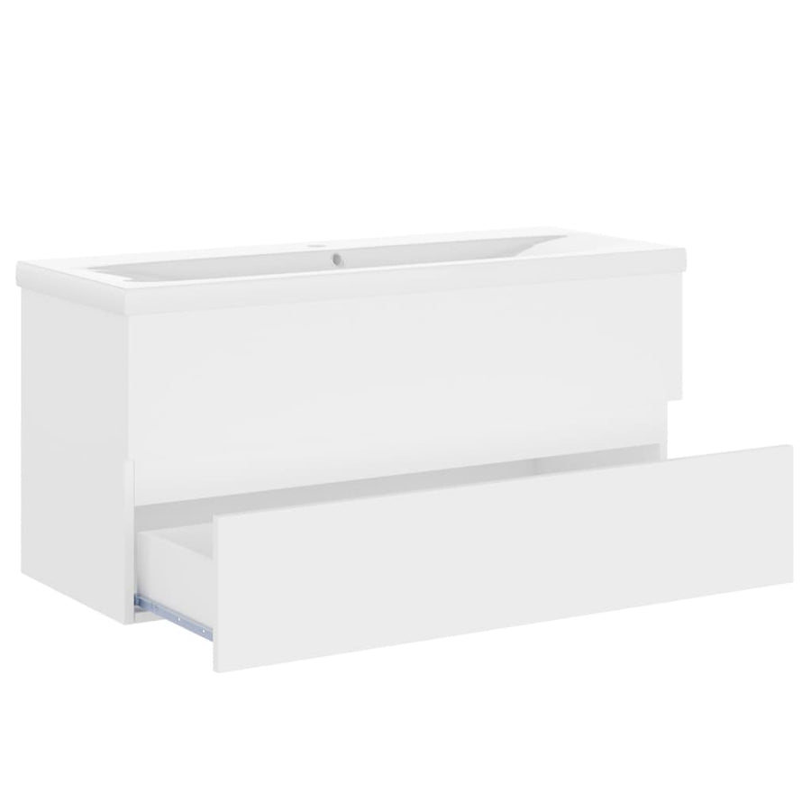 Wastafelkast Met Ingebouwde Wastafel Spaanplaat Wit 100 x 38.5 x 45 cm zonder kraan & afvoer