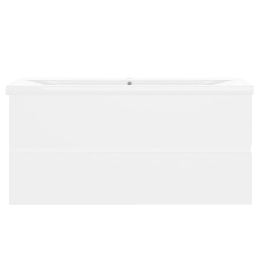Wastafelkast Met Ingebouwde Wastafel Spaanplaat Wit 100 x 38.5 x 45 cm zonder kraan & afvoer
