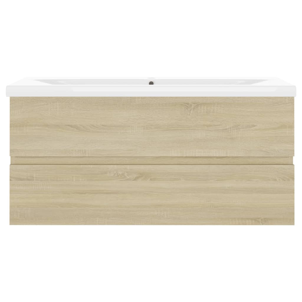 Wastafelkast met ingebouwde wastafel spaanplaat sonoma eiken 1 100 x 38.5 x 45 cm Sonoma eiken