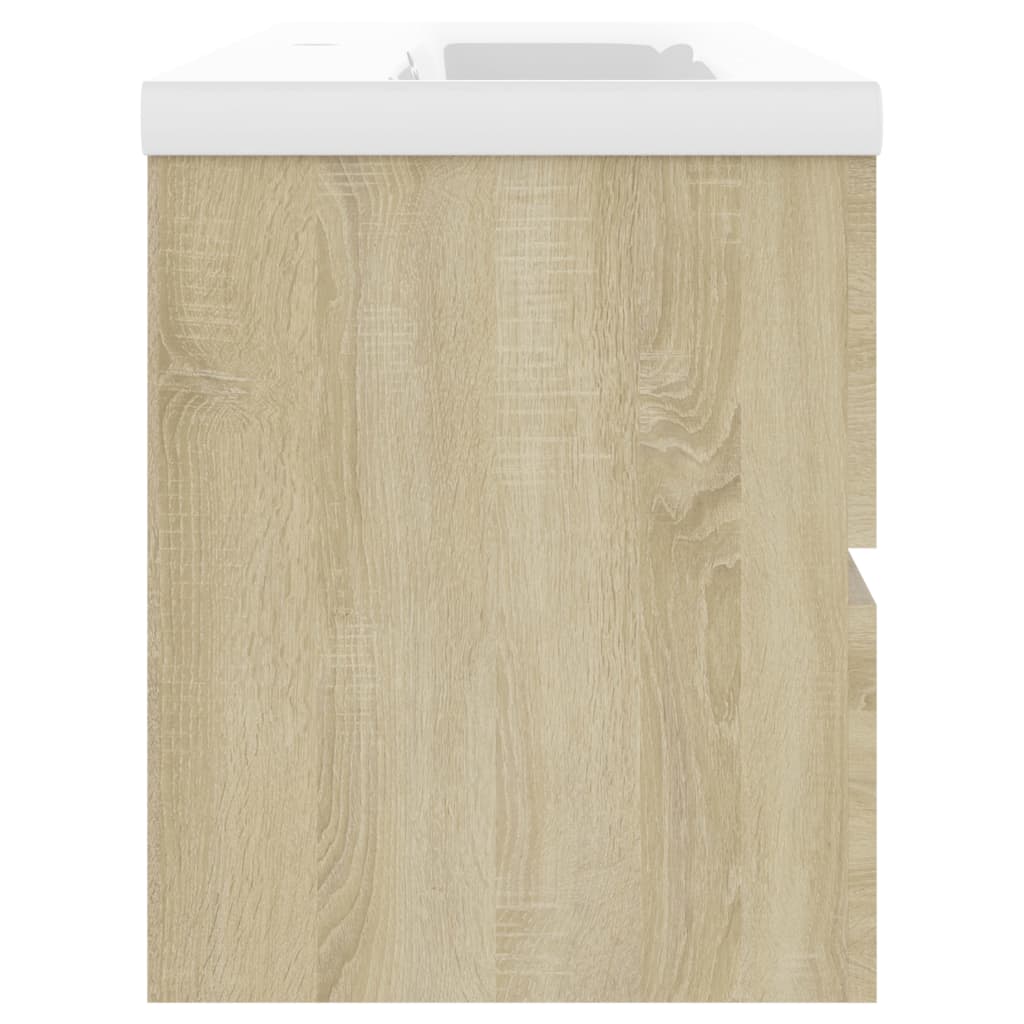 Wastafelkast met ingebouwde wastafel spaanplaat sonoma eiken 1 100 x 38.5 x 45 cm Sonoma eiken