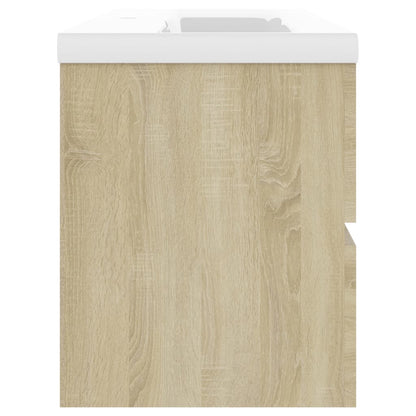 Wastafelkast met ingebouwde wastafel spaanplaat sonoma eiken 1 100 x 38.5 x 45 cm Sonoma eiken