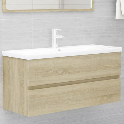 Wastafelkast met ingebouwde wastafel spaanplaat sonoma eiken 1 100 x 38.5 x 45 cm Sonoma eiken