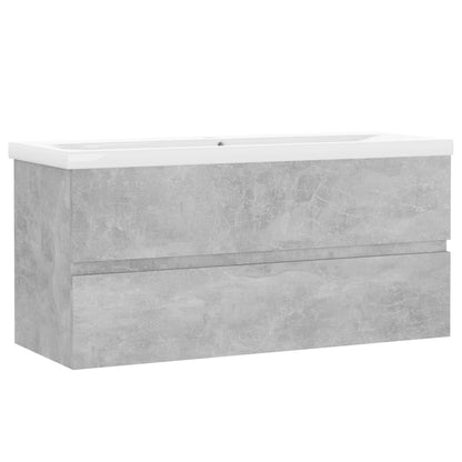 Wastafelkast met ingebouwde wastafel spaanplaat betongrijs 1 100 x 38.5 x 45 cm Betongrijs
