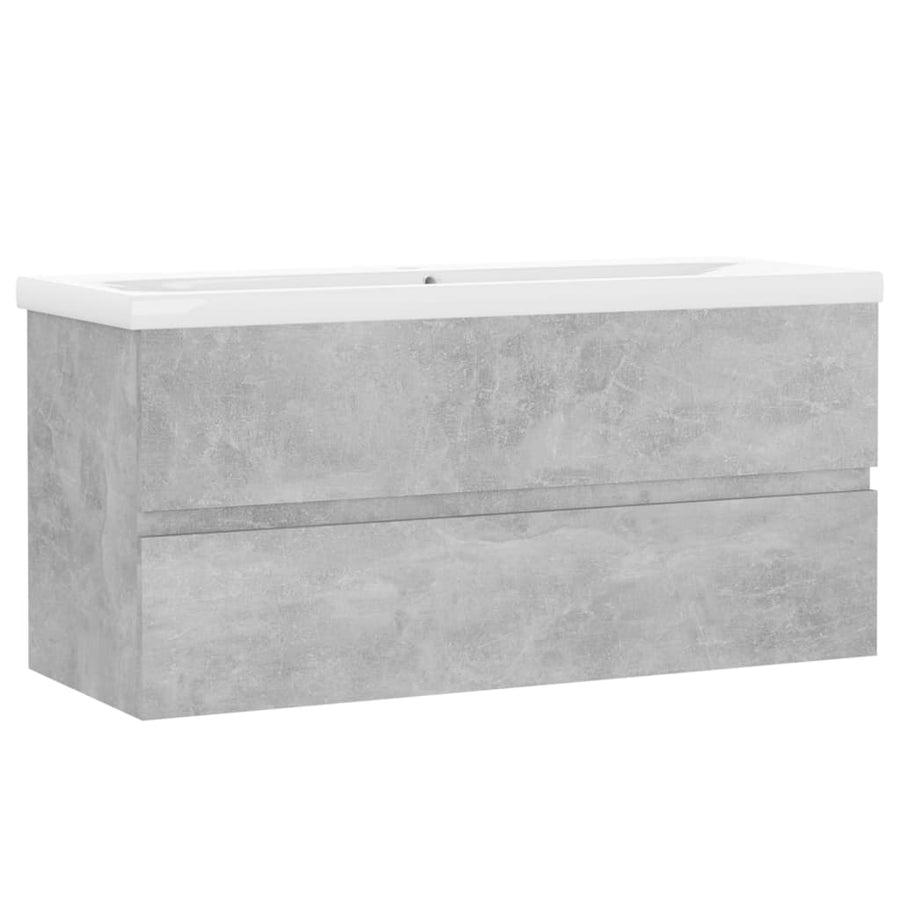 Wastafelkast met ingebouwde wastafel spaanplaat betongrijs 1 100 x 38.5 x 45 cm Betongrijs