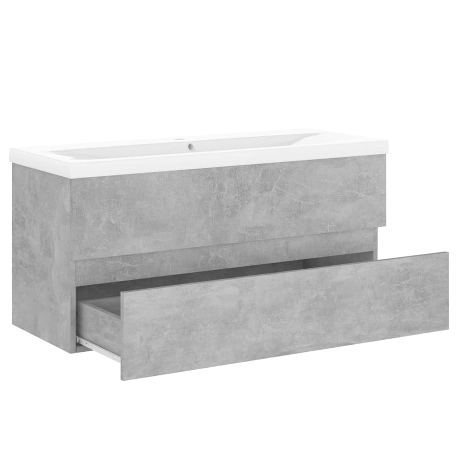 Wastafelkast met ingebouwde wastafel spaanplaat betongrijs 1 100 x 38.5 x 45 cm Betongrijs