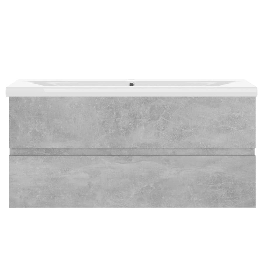 Wastafelkast met ingebouwde wastafel spaanplaat betongrijs 1 100 x 38.5 x 45 cm Betongrijs