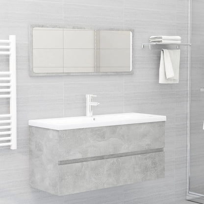 Wastafelkast met ingebouwde wastafel spaanplaat betongrijs 1 100 x 38.5 x 45 cm Betongrijs