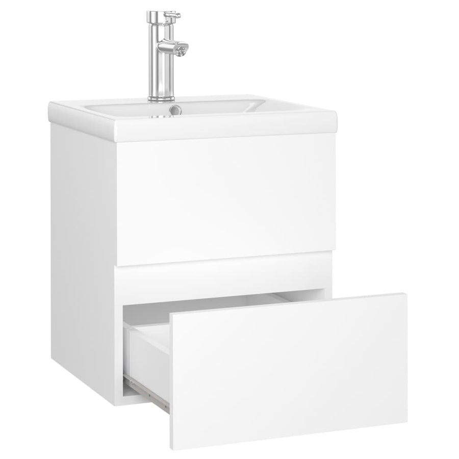 Wastafelkast Met Ingebouwde Wastafel Spaanplaat Wit 41 x 38.5 x 45 cm