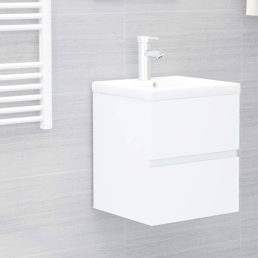 Wastafelkast Met Ingebouwde Wastafel Spaanplaat Wit 41 x 38.5 x 45 cm