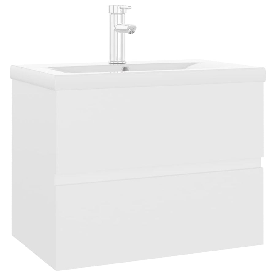Wastafelkast Met Ingebouwde Wastafel Spaanplaat Wit 60 x 38.5 x 45 cm met kraan & afvoer
