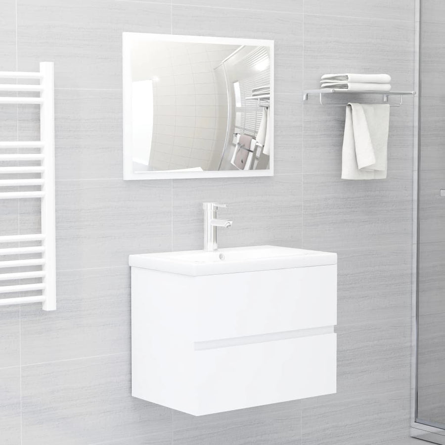 Wastafelkast Met Ingebouwde Wastafel Spaanplaat Wit 60 x 38.5 x 45 cm met kraan & afvoer