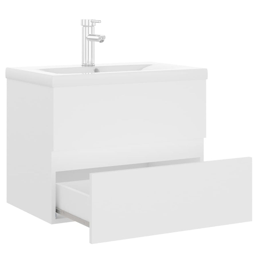 Wastafelkast Met Ingebouwde Wastafel Spaanplaat Wit 60 x 38.5 x 45 cm met kraan & afvoer