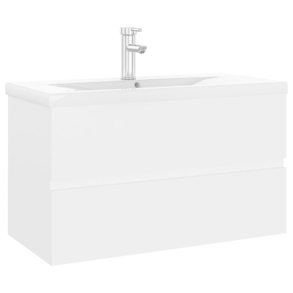 Wastafelkast Met Ingebouwde Wastafel Spaanplaat Wit 80 x 38.5 x 45 cm met kraan & afvoer