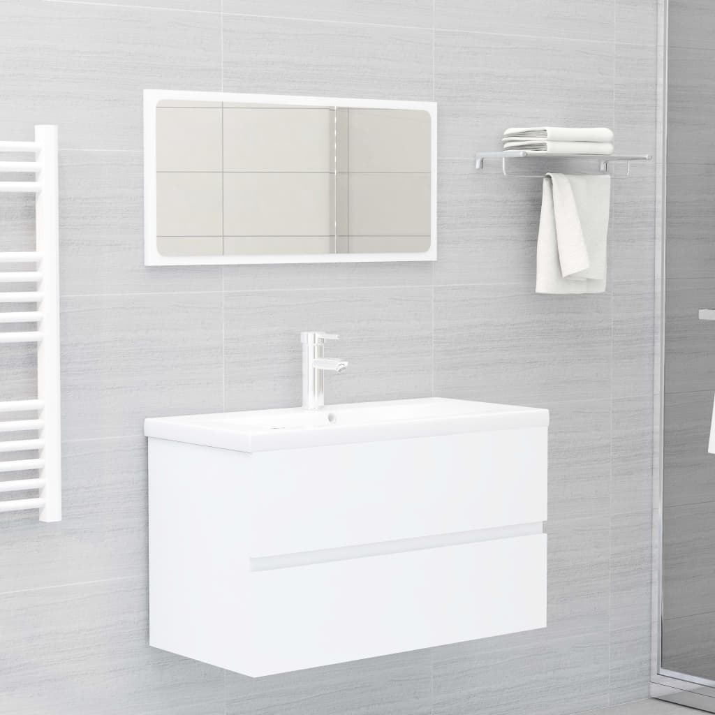 Wastafelkast Met Ingebouwde Wastafel Spaanplaat Wit 80 x 38.5 x 45 cm met kraan & afvoer