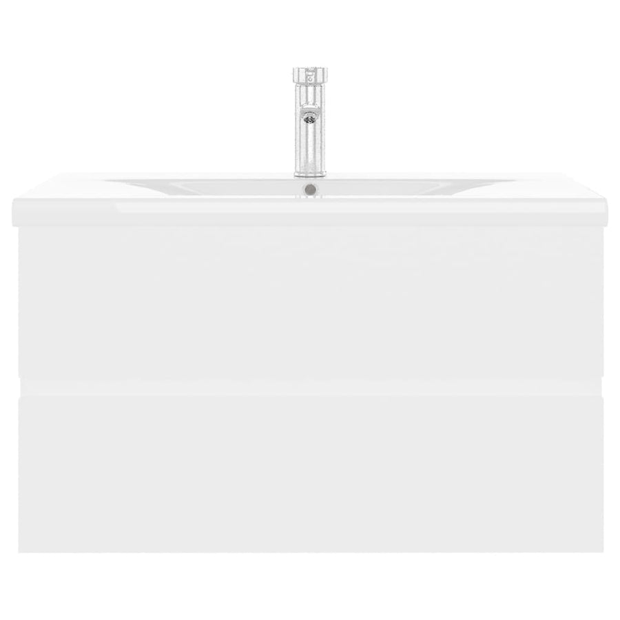 Wastafelkast Met Ingebouwde Wastafel Spaanplaat Wit 80 x 38.5 x 45 cm met kraan & afvoer