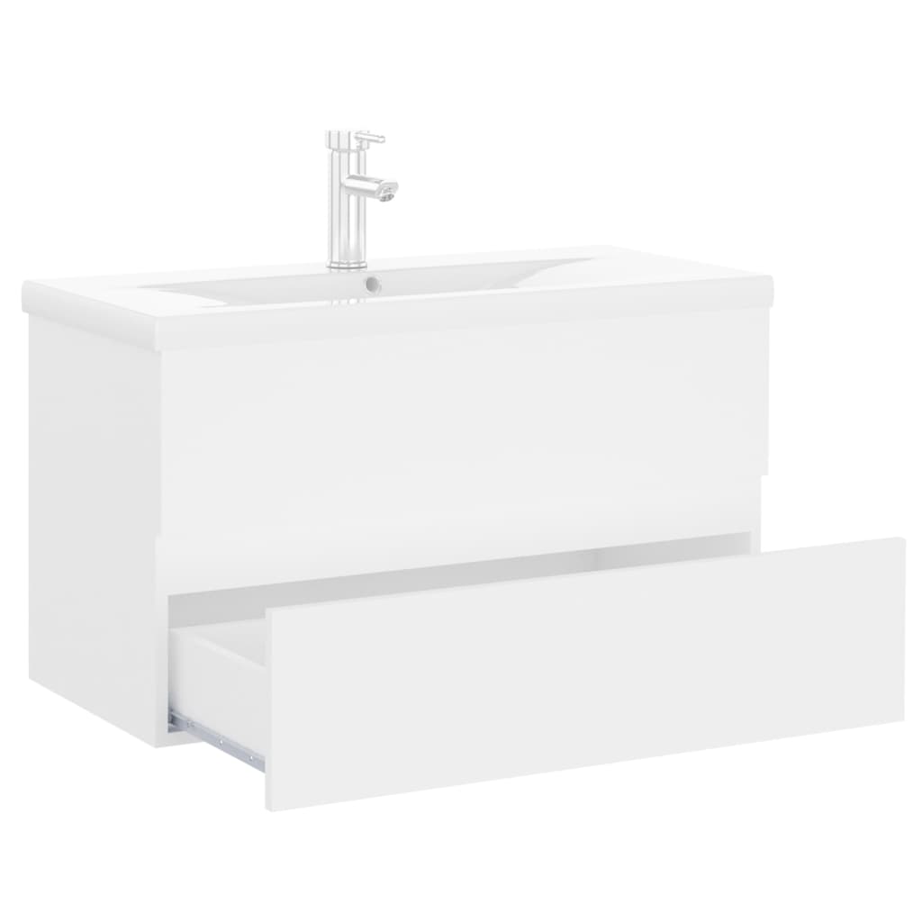 Wastafelkast Met Ingebouwde Wastafel Spaanplaat Wit 80 x 38.5 x 45 cm met kraan & afvoer