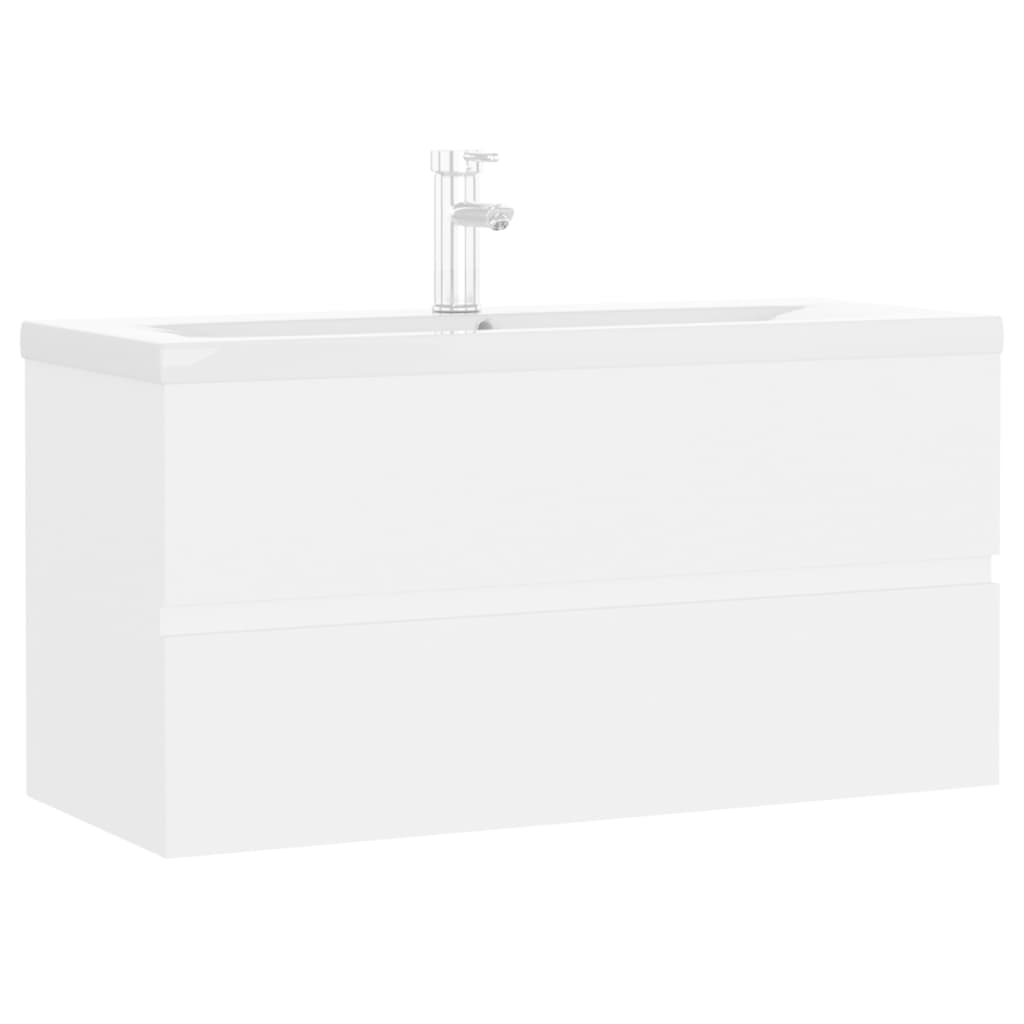 Wastafelkast Met Ingebouwde Wastafel Spaanplaat Wit 90 x 38.5 x 45 cm met kraan & afvoer