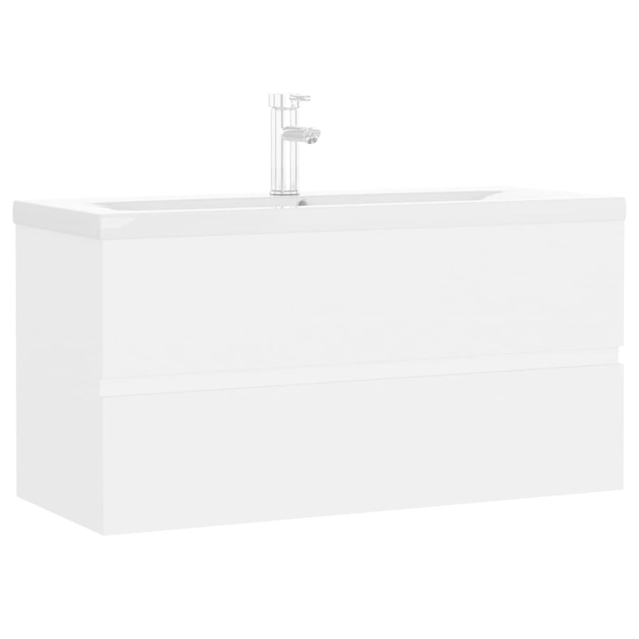Wastafelkast Met Ingebouwde Wastafel Spaanplaat Wit 90 x 38.5 x 45 cm met kraan & afvoer