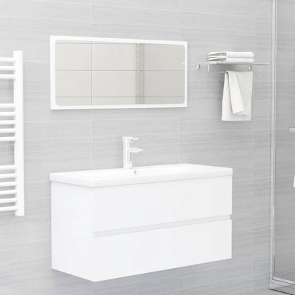 Wastafelkast Met Ingebouwde Wastafel Spaanplaat Wit 90 x 38.5 x 45 cm met kraan & afvoer