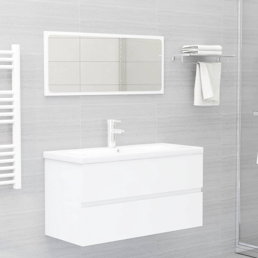 Wastafelkast Met Ingebouwde Wastafel Spaanplaat Wit 90 x 38.5 x 45 cm met kraan & afvoer