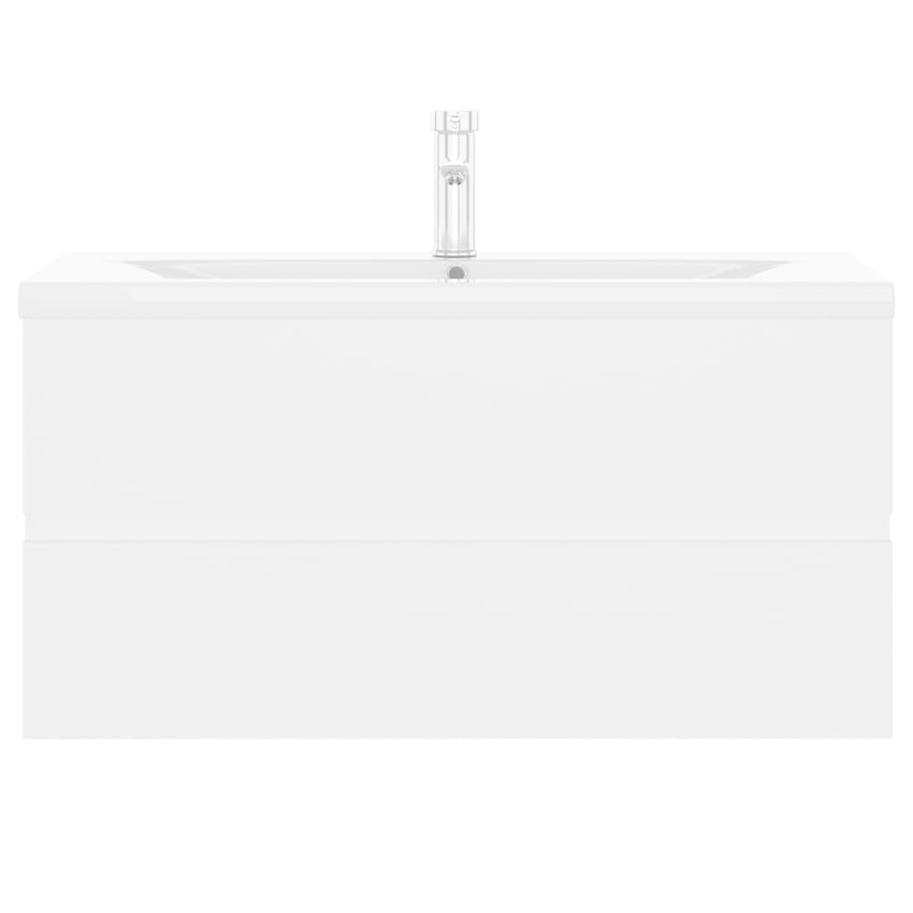 Wastafelkast Met Ingebouwde Wastafel Spaanplaat Wit 90 x 38.5 x 45 cm met kraan & afvoer