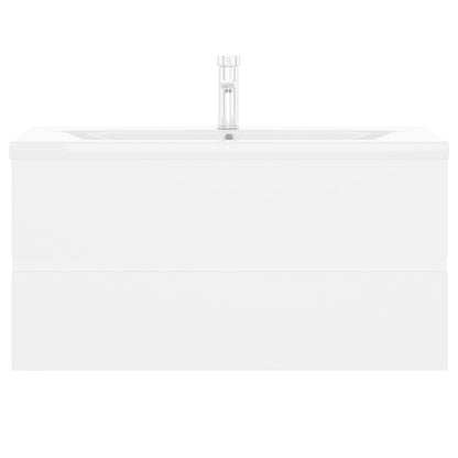 Wastafelkast Met Ingebouwde Wastafel Spaanplaat Wit 90 x 38.5 x 45 cm met kraan & afvoer