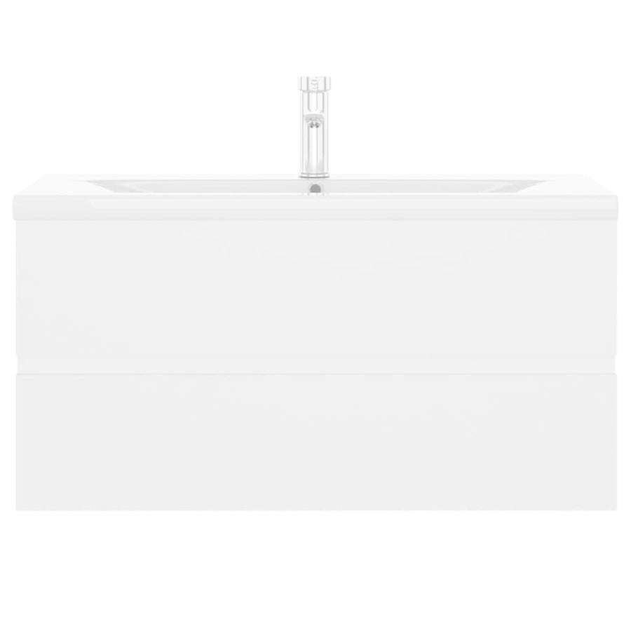 Wastafelkast Met Ingebouwde Wastafel Spaanplaat Wit 90 x 38.5 x 45 cm met kraan & afvoer
