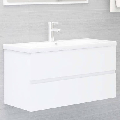 Wastafelkast Met Ingebouwde Wastafel Spaanplaat Wit 90 x 38.5 x 45 cm met kraan & afvoer