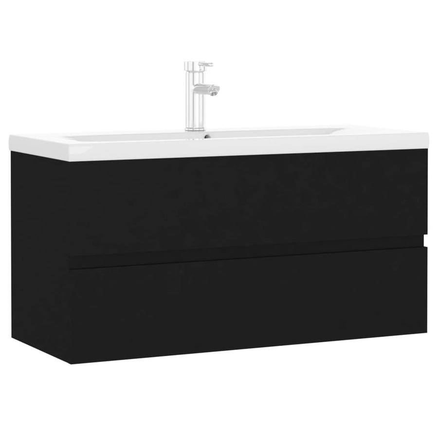 Wastafelkast met ingebouwde wastafel spaanplaat zwart 1 90 x 38.5 x 45 cm Zwart
