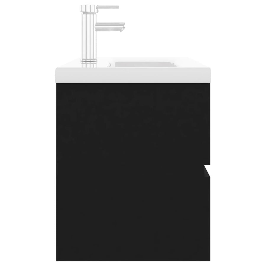 Wastafelkast met ingebouwde wastafel spaanplaat zwart 1 90 x 38.5 x 45 cm Zwart
