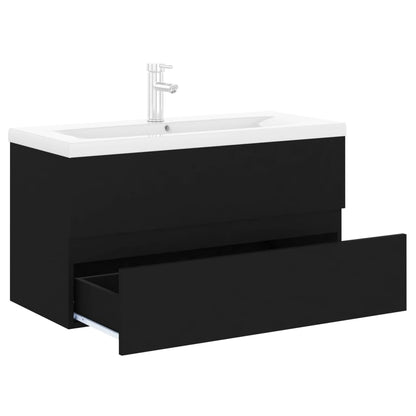 Wastafelkast met ingebouwde wastafel spaanplaat zwart 1 90 x 38.5 x 45 cm Zwart