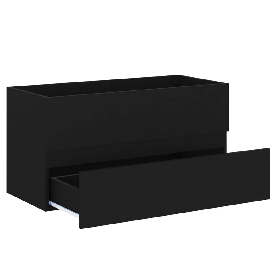 Wastafelkast met ingebouwde wastafel spaanplaat zwart 1 90 x 38.5 x 45 cm Zwart