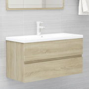 Basin cabinet with integrated basin chipboard Sonoma oak