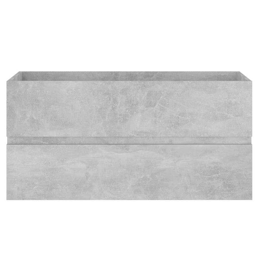 Wastafelkast met ingebouwde wastafel spaanplaat betongrijs 90 x 38.5 x 45 cm met kraan & afvoer