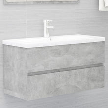 Wastafelkast met ingebouwde wastafel spaanplaat betongrijs 90 x 38.5 x 45 cm met kraan & afvoer