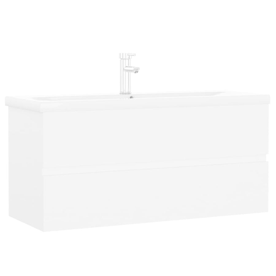 Wastafelkast Met Ingebouwde Wastafel Spaanplaat Wit 100 x 38.5 x 45 cm met kraan & afvoer