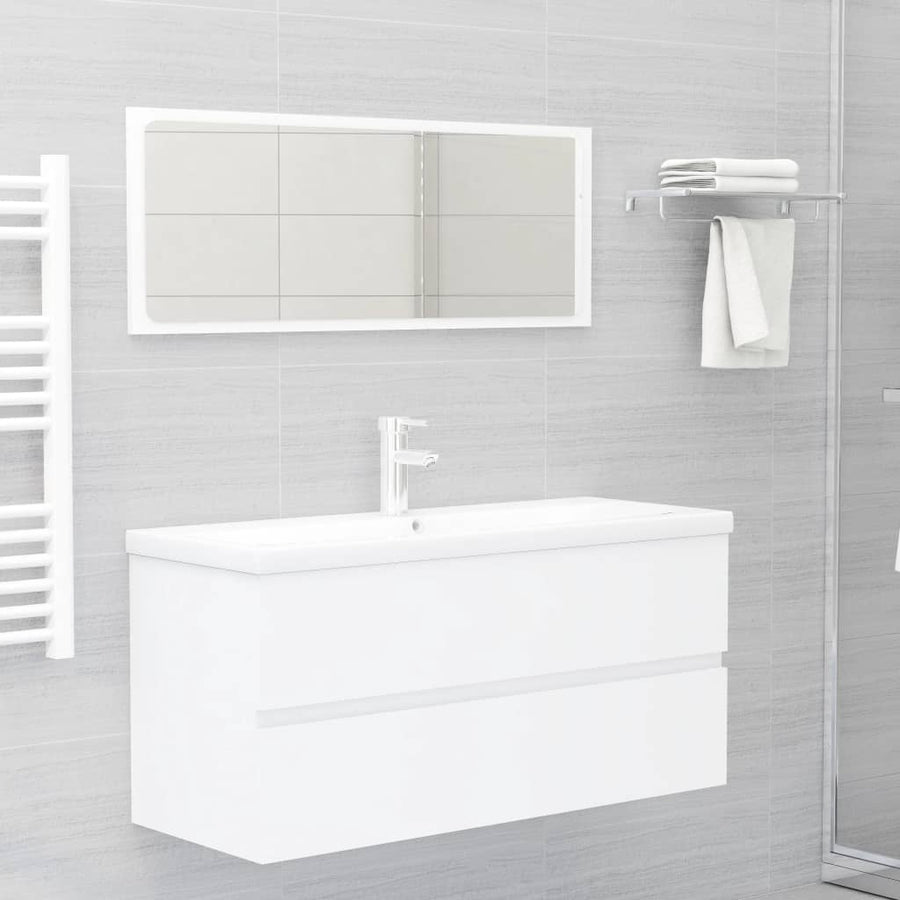 Wastafelkast Met Ingebouwde Wastafel Spaanplaat Wit 100 x 38.5 x 45 cm met kraan & afvoer