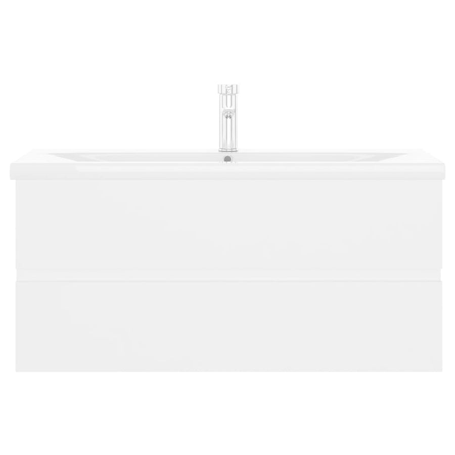 Wastafelkast Met Ingebouwde Wastafel Spaanplaat Wit 100 x 38.5 x 45 cm met kraan & afvoer