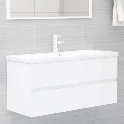 Wastafelkast Met Ingebouwde Wastafel Spaanplaat Wit 100 x 38.5 x 45 cm met kraan & afvoer