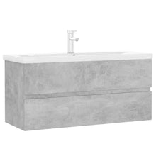 Wastafelkast Met Ingebouwde Wastafel Spaanplaat Betongrijs 100 x 38.5 x 45 cm met kraan & afvoer